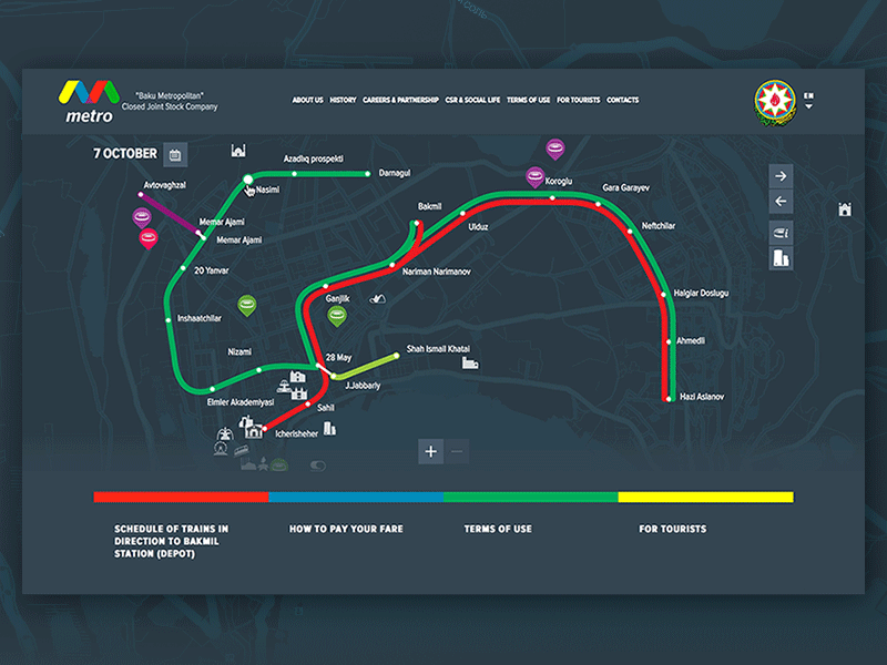 Baku Metropolitan interactive metro ui ux web