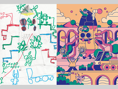 The Monster Project 2016 army bridge halloween hippy illustration machine monster robot scary sunflower
