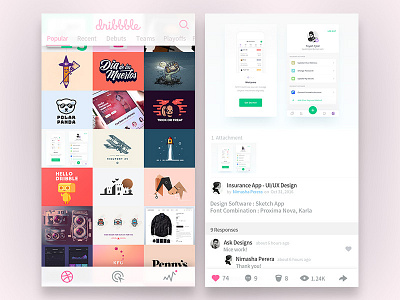 Dribbble App UI app design designer dribbble dribbbles interface ios iphone search shot ui