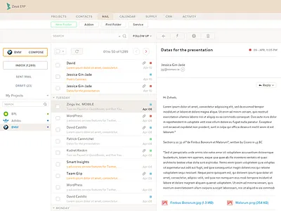 Email for ERP System application desktop email erp flat icons profile project ui ux