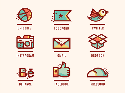 Social Icons [ Extended ] adline brassai dribbble dropbox facebook icon instragram social social icon twitter