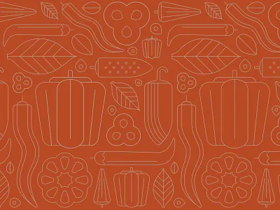 Some Like It Hot Pattern bell pepper chile food graphicdesign gray habanero hot icons illustration jalapeño leaf orange packaging pattern pepper peppers vector vegetables