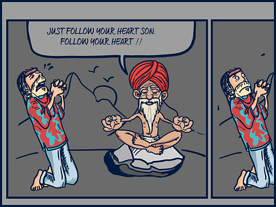 The Hippie and the Hermit cartoon comic funny hermit himalaya hippie illustration panel story strip