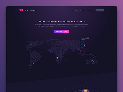 Trackmate Landing Page dark ui landing page logistic sketch ui ux web design