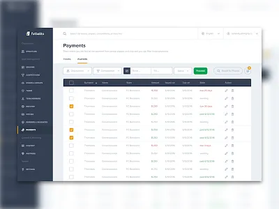 Futbalito administration admin administration app application dashboard football sidebar sport ui ux web website
