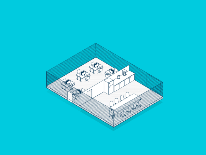Intelligent Office animation blue illustration iot isometric line office