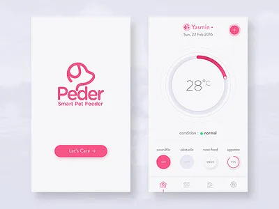 Peder - Smart Pet Feeder animal app care food interface pet pink product startup ui ux web
