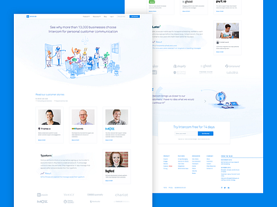 Intercom Customer Stories business customer illustration intercom landing marketing story web website