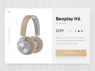 B&O PLAY Product Card card clean dailyui ecommerce headphone interface minimal product single ui