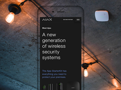 Smart Home and Security System mobile site 👮🏻📲 app clean dark ios landing minimal mobile mobile site simple site smart home ux