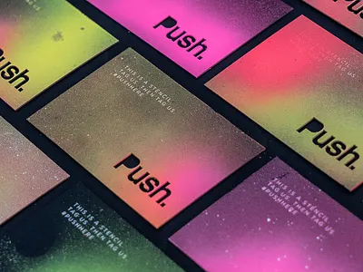 Push Business Card black business card colorful laser cut spray paint stencil tag