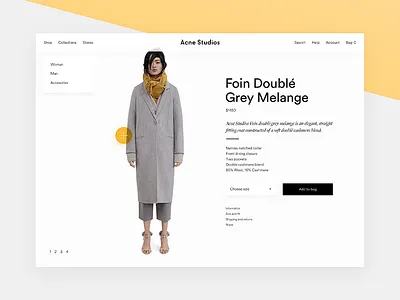 Acne Product Card acne app cart clean e commerce fashion image interface minimal product shop store