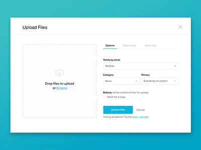 UI challenge: Upload Files Popup design minimal popup tool typography ui web