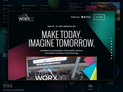LiveWorx 2017 colors depth event iot landingpage shards simple
