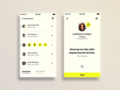 Favorite Travel App social component screens app apple clean design designer ios iphone mobile modern travel ui ux