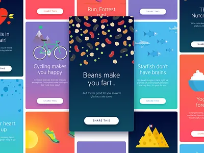 Celebration Screens beans bicycle celebration fish food gradient illustrations lifestyle lifesum nutrition pop up ui
