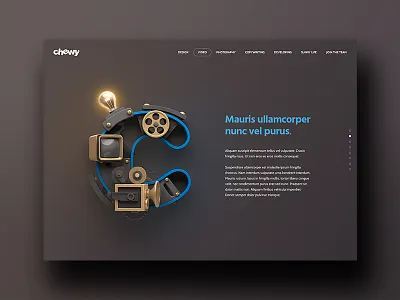 Chewy Studios Concept 3d chewy concept dark design fun landing page photoshop ui web