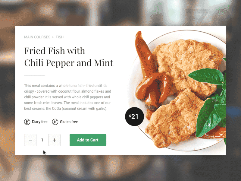 Day 70 - Order Food (animation) 100dayuichallenge add to cart animation fish order food white