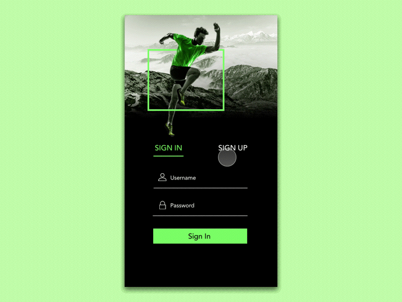 Day 1 :Sign Up black daily fun green in practice principle runner sign sport ui up