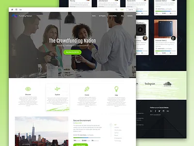 Funding Nation Theme crowdfunding e commerce society theme ui ux web website