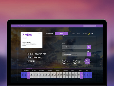 7 Miles. Search tickets agency blog hotels psd template theme tickets tour travel web