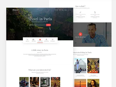 Travel In Paris clean design homepage landing paris travel ui ux web website zihad