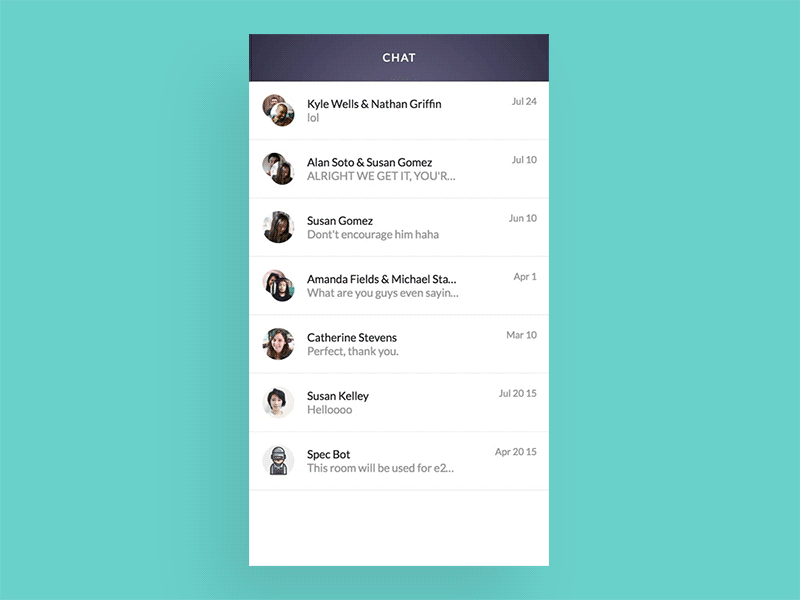 Chat UI angular animation chat gif mobile ui ux