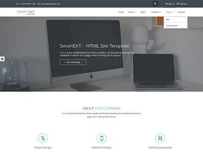 SmartEXT - Responsive HTML Site Template blog business color corporate form landing minimal portfolio projects responsive