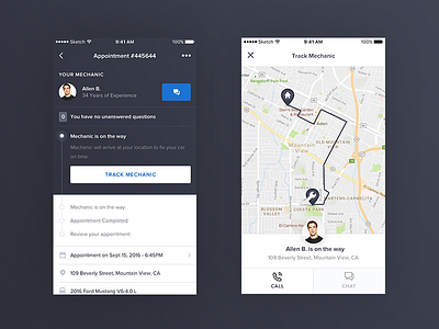 YourMechanic - iOS Appointment Details app appointment dashboard invoice ios list order page receipt