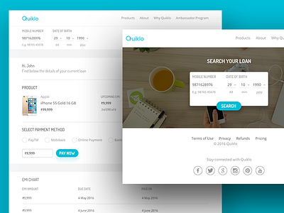 Search loan & pay EMI clean ecommerce minimal mobile first responsive ui ux web