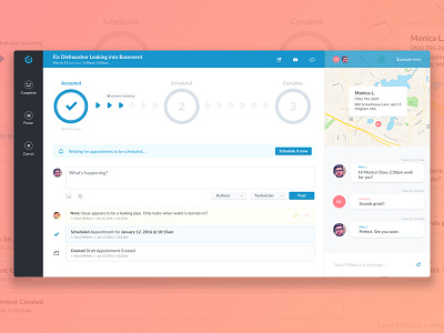 Job Tracker dashboard job map messages messaging service status tracker tracking ui ux