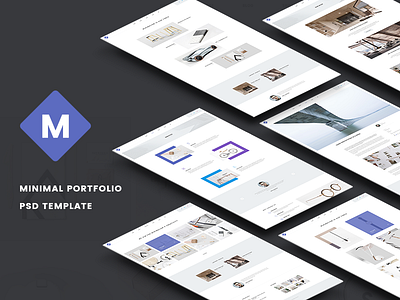 M - Minimal Portfolio PSD Template blog corporate flat interface minimal modern photoshop portfolio psd template shop ui ux