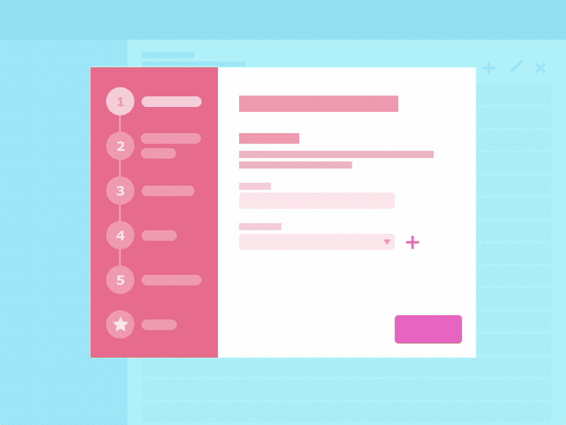 Card Wizard animation card multi step pixelgami ui vertical web wireframes wizard