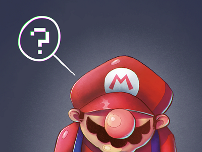 thinking Mario Bros forfun illustration ipad mariobros nintendo procreate wacom