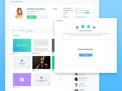 Portfolio freelancer icons job material design media portfolio profile project upload
