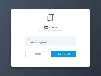 Send Receipt modal paid pay payment receipt send send receipt ui ux