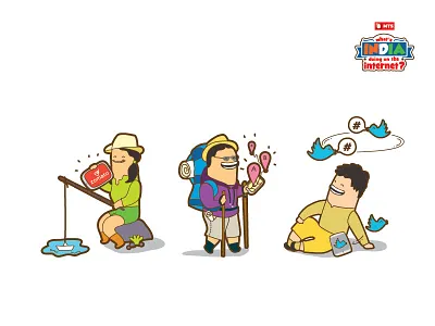 What's India doing on the internet? - Part 03 characters cute design electronics gadgets illustration internet mts networking social