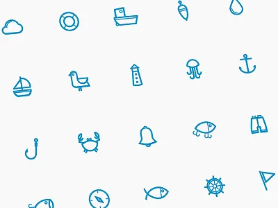 Free marine icon set boat fish free freebie freebies icon marine minimal ocean sea set sketch
