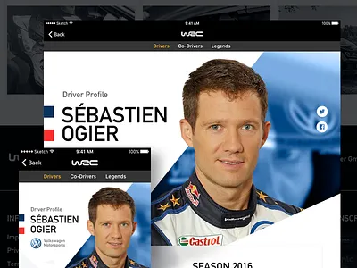 WRC App Concept app bio car ipad personal rally sketch sports tablet template ui wrc