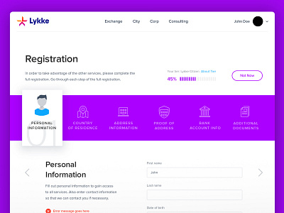 Lykke Auth clean design flat lykke page registration responsive ui ux web website