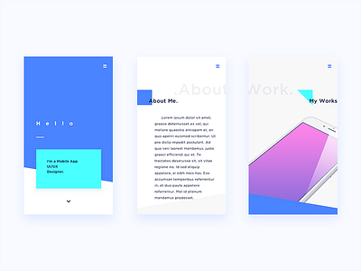 Portfolio Mobile about me android app blue cyan ios iphone mobile web portfolio responsive ui ux works