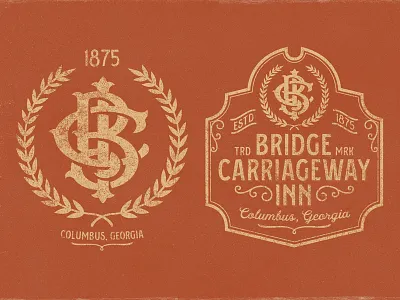 Bridge Carriageway Inn - 1875 1875 b45233 bci bed and breakfast bnb brand letters logo monogram terracotta