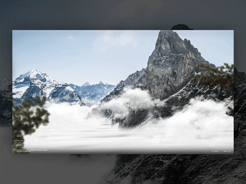 Nobrand Project animation boots clouds mountains snow ui website