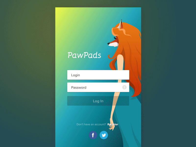 UI/UX for Anthropomorphist Android app android animated illustration log in ui ux