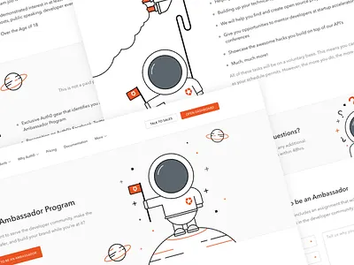 Auth0 Ambassador Program astronaut auth0 developer illustration landing page program security web