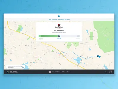 Customer Job Tracker customer dashboard job map messages messaging service status tracker tracking ui ux