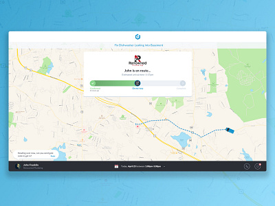 Customer Job Tracker customer dashboard job map messages messaging service status tracker tracking ui ux