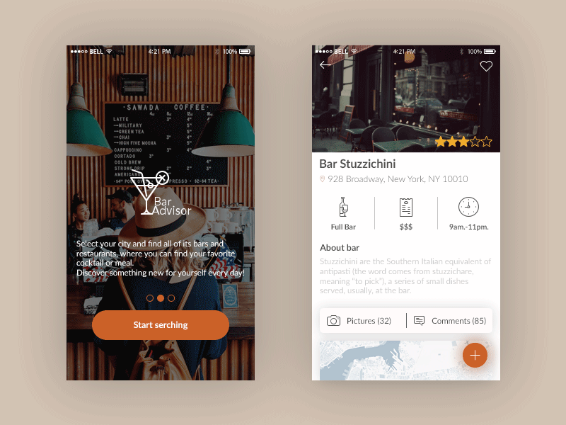 Bar Advisor App advisor bar booking flat ios mobileapp