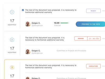 Cards app application cards countdown meeting priority status task ui