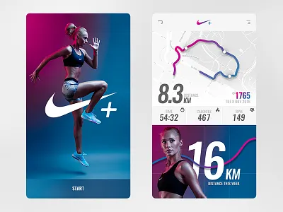 Nike+ running app concept activity app design ios app material nike nike app nike plus nike rethinking running app tracking app ui « samuel scalzo »